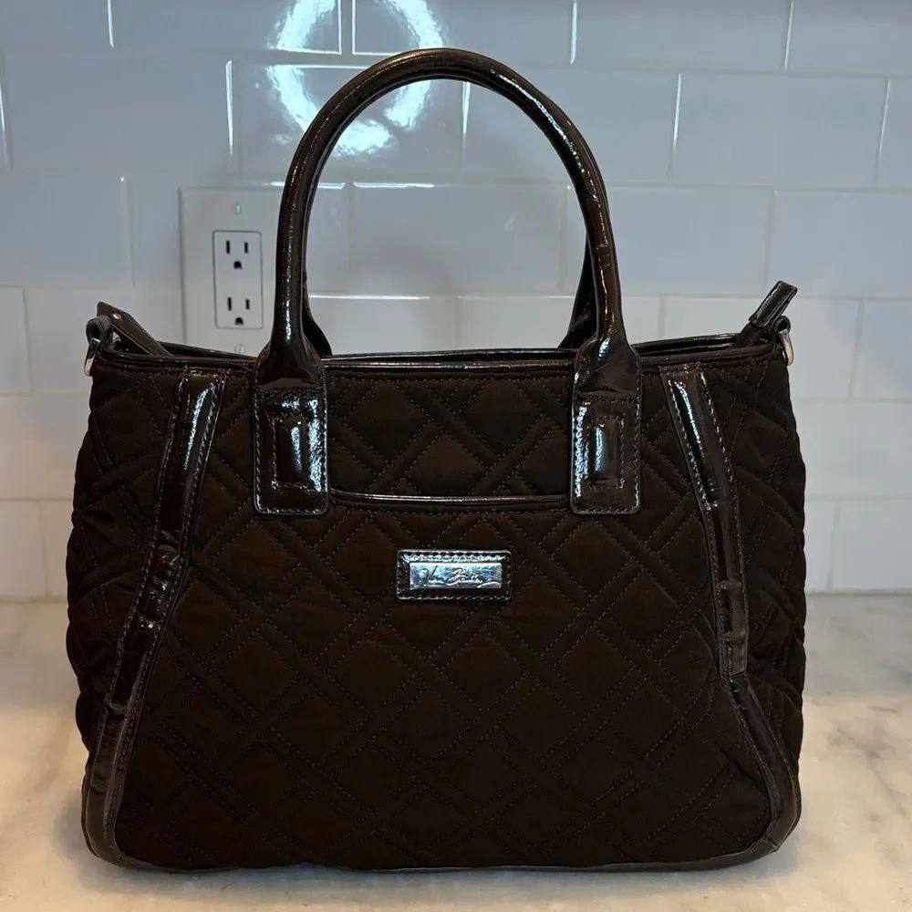 VERA BRADLEY  Purse Bag Trimmed Trapeze Satchel Espresso EUC